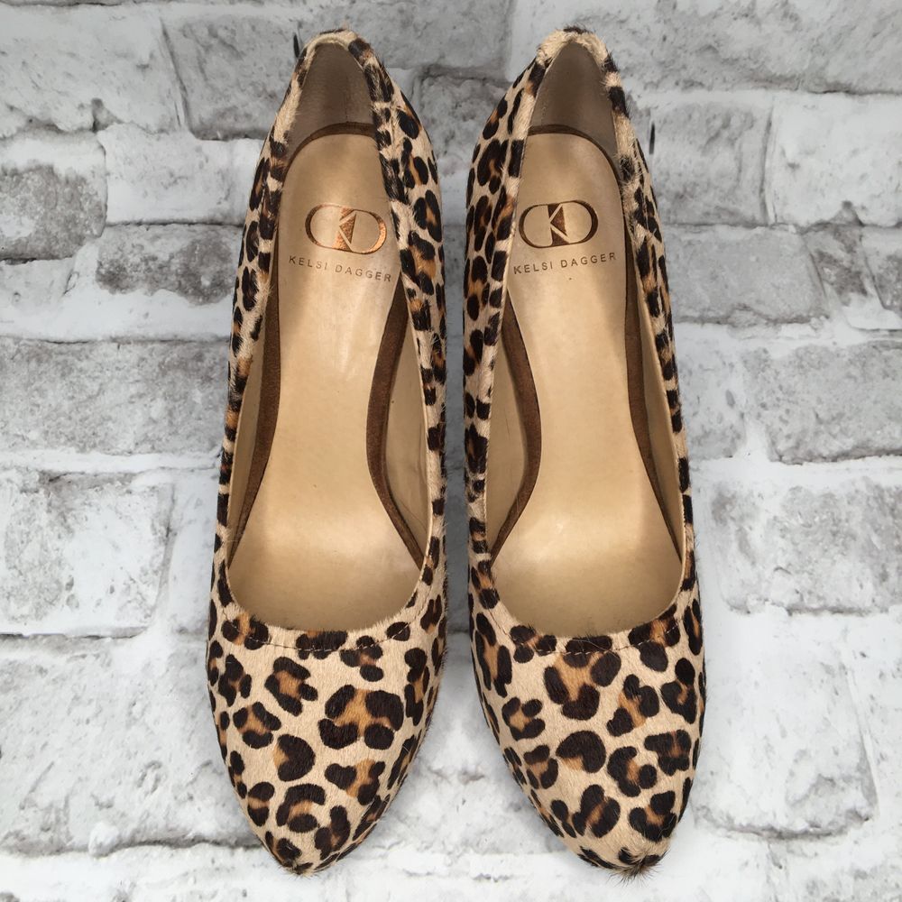 Kelsi Dagger Women's Brette Heels Leopard Animal Print Calf Hair Size 7.5